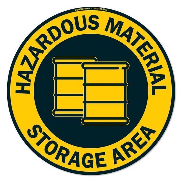 Hazardous Material Storage Area 16in Non-Slip Floor Marker, 3PK, 16 in L, 16 in H, 2-C-16-3PK-99928, Signmission, Mfr#: FD-2-C-16-3PK-99928